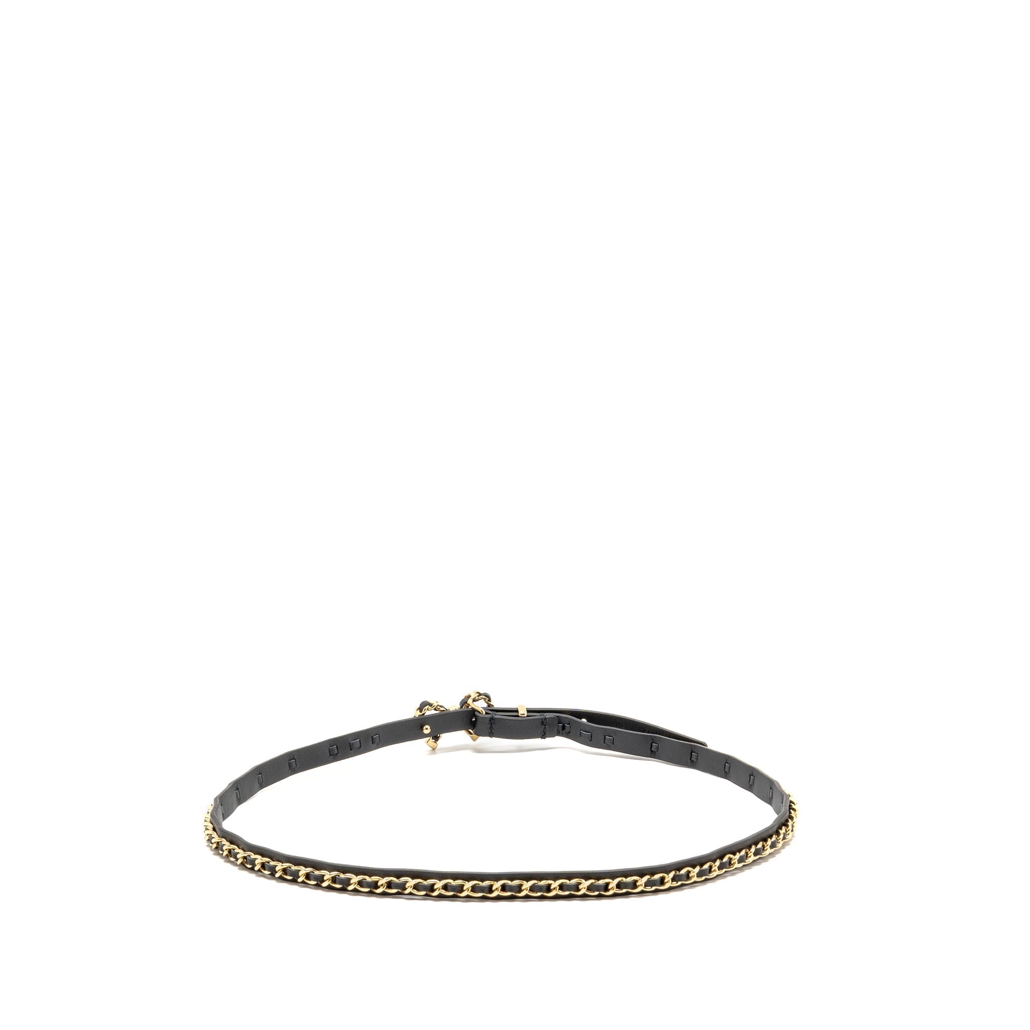 Chanel Size 75 Chain Belt with Bow Leather Black GHW