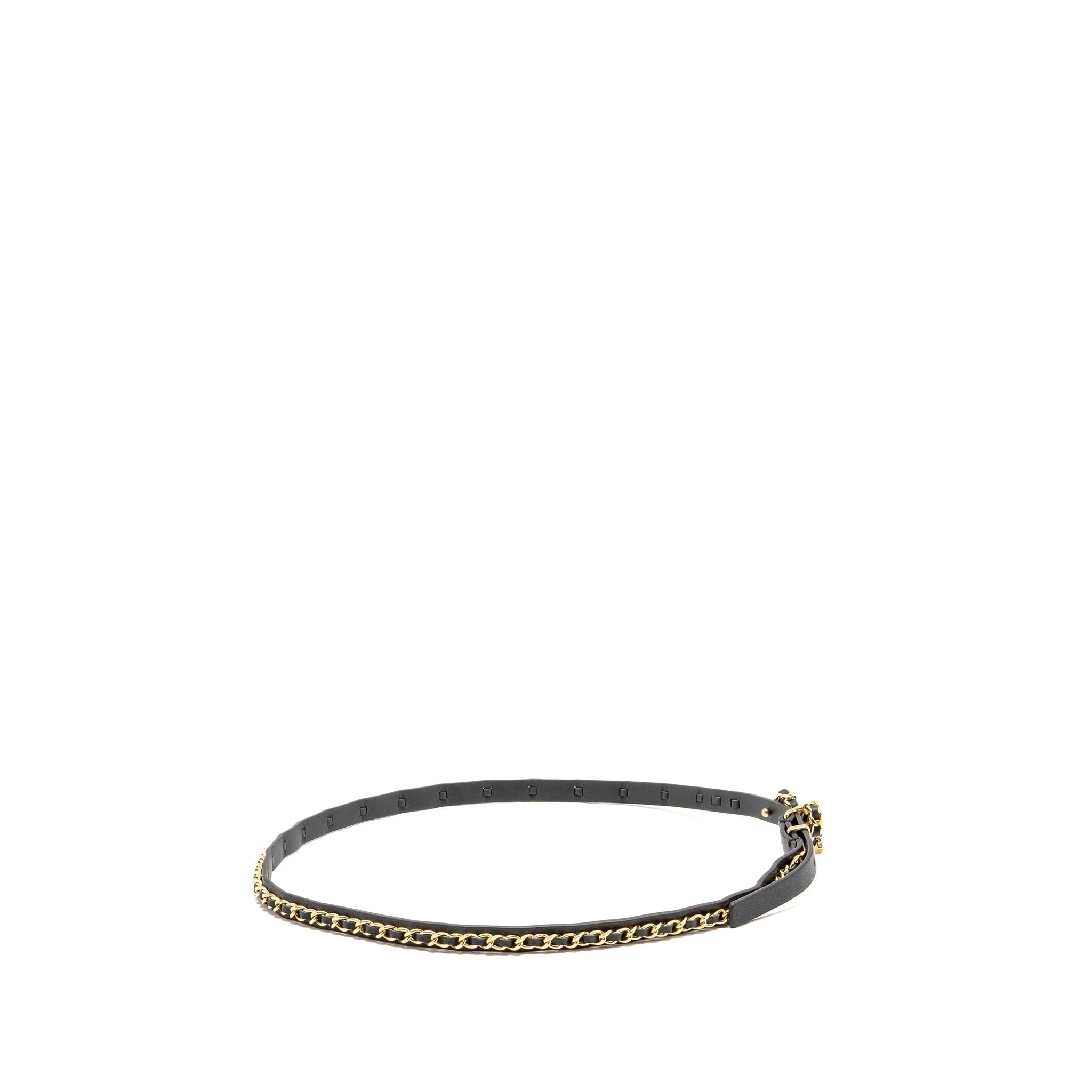 Chanel Size 75 Chain Belt with Bow Leather Black GHW