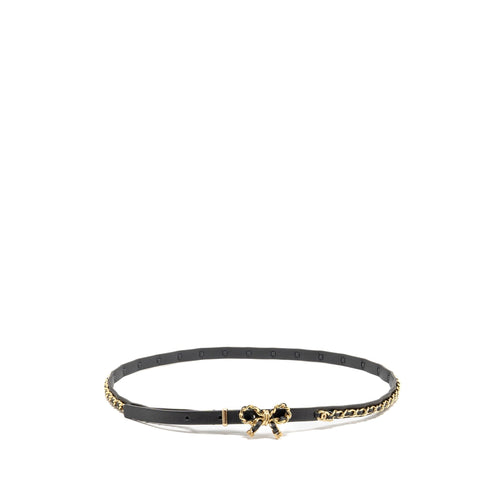 Chanel Size 75 Chain Belt with Bow Leather Black GHW