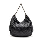 Chanel Coco Pleats Hobo Bag Calfskin Black Ruthenium Hardware