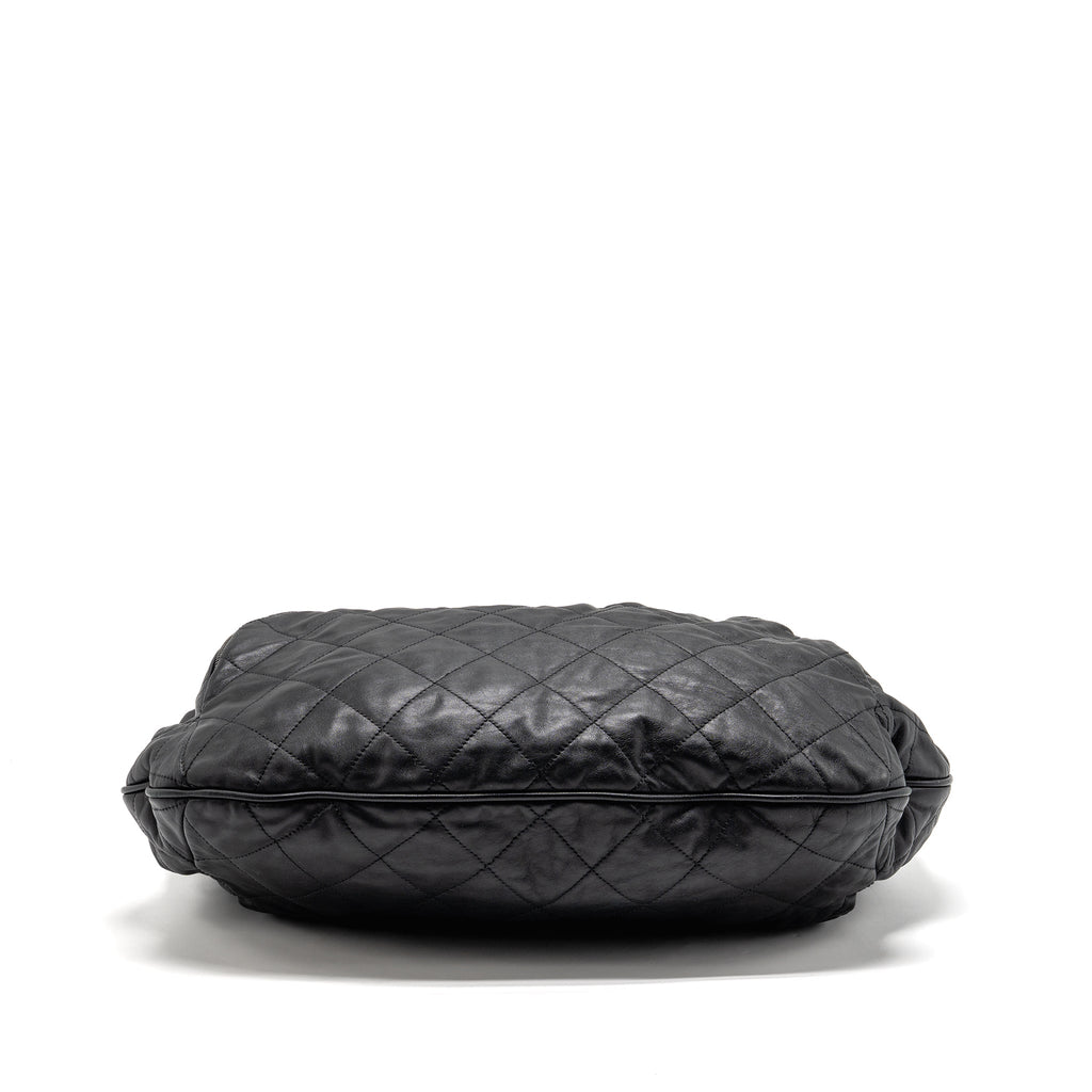 Chanel Coco Pleats Hobo Bag Calfskin Black Ruthenium Hardware