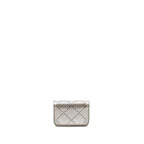 Chanel 22A Mini Studded Chain Belt Bag with Crystal Metallic Lambskin Silver SHW (Microchip)