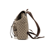 Gucci Single Buckle Backpack GG Supreme Canvas Brown SHW