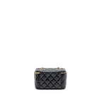 Chanel Long vanity with coco charm chain lambskin black GHW (microchip)