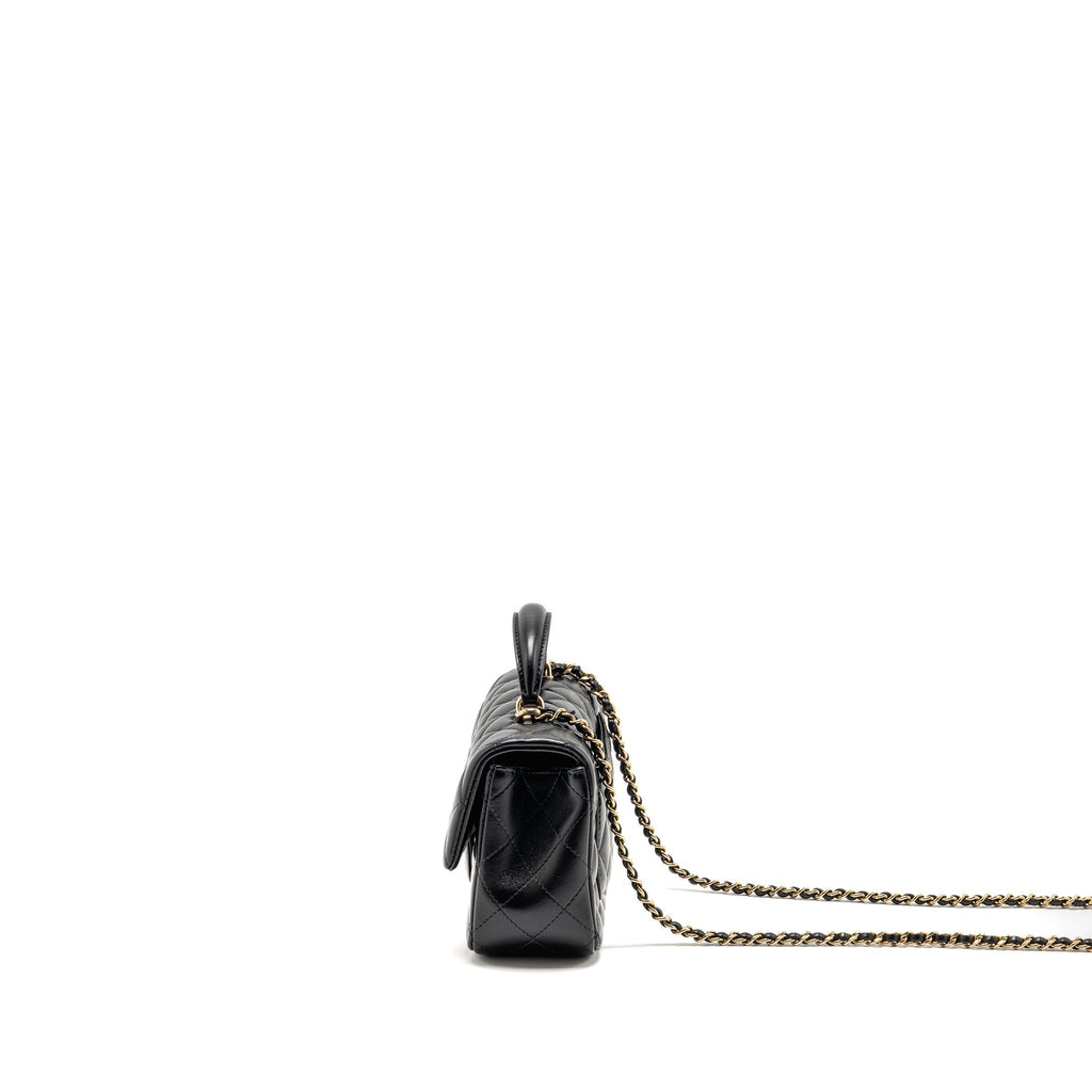 Chanel Top Handle Mini Rectangular Lambskin Black LGHW (Microchip)