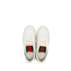 Gucci Size 37.5 Re-Web Trainer GG Supreme Canvas/Leather Beige/White
