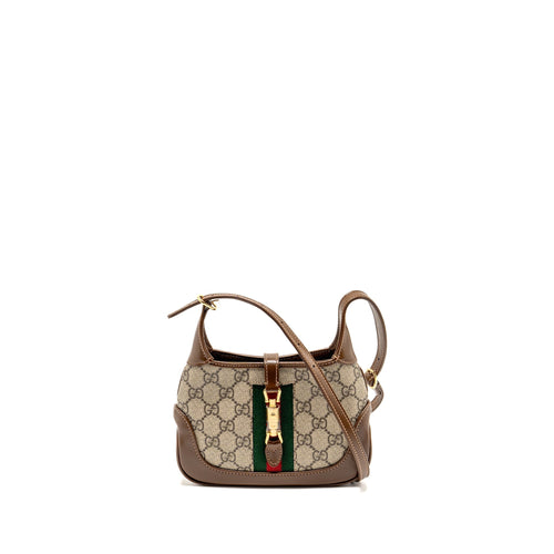 Gucci Jackie 1961 Mini Shoulder Bag GG Supreme Canvas/Calfskin BROWN/Multicolour GHW