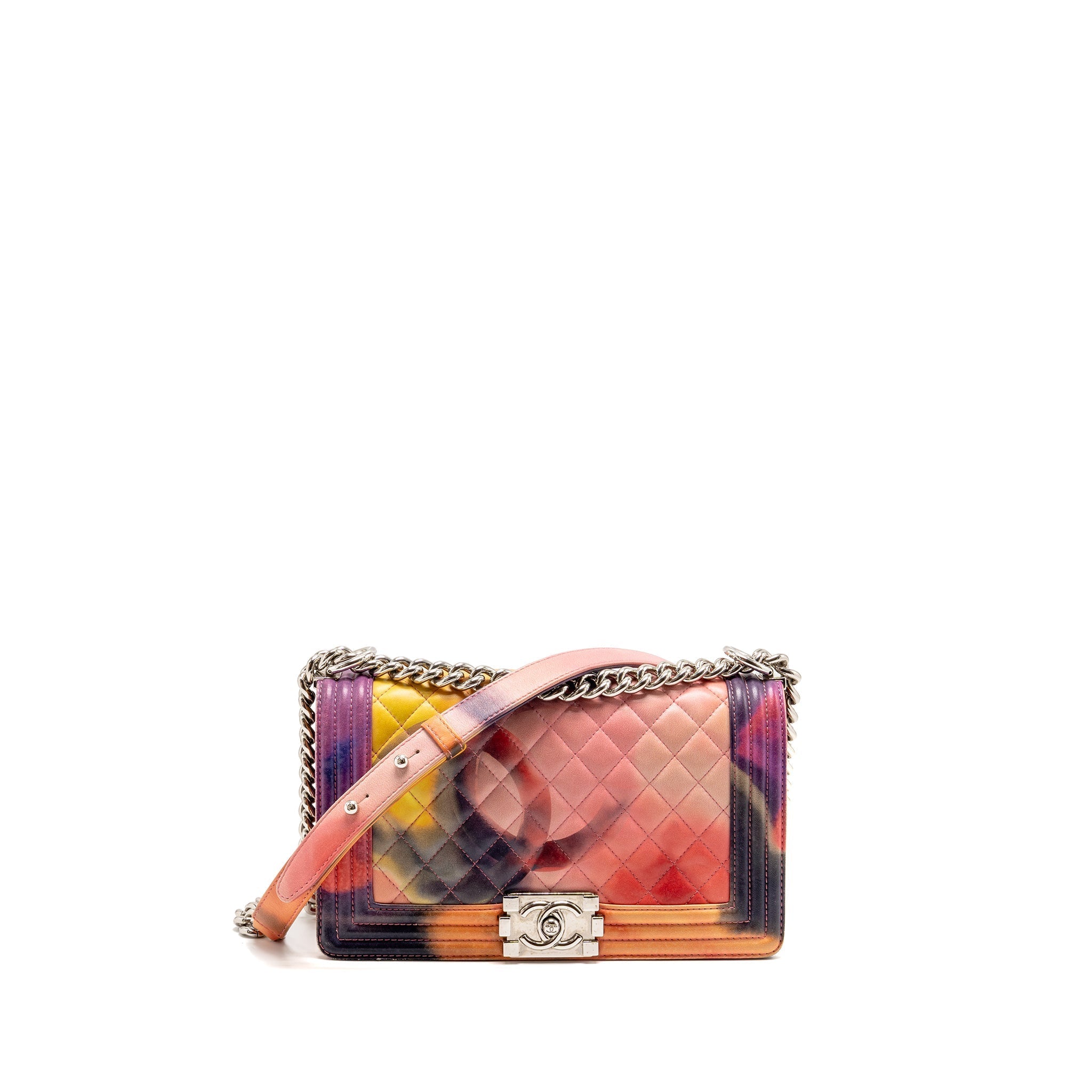 Chanel Medium Boy Bag Flower Print Lambskin Multicolour SHW