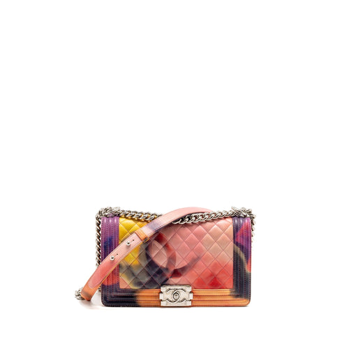 Chanel Medium Boy Bag Flower Print Lambskin Multicolour SHW