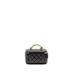 Chanel letter twist top handle long vanity with chain lambskin black GHW (microchip)
