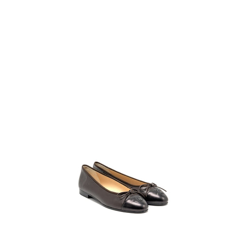 Chanel Size 38 Ballet Flats Lambskin Brown/Black