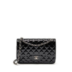 CHANEL Jumbo Classic Double Flap Bag Patent Black SHW
