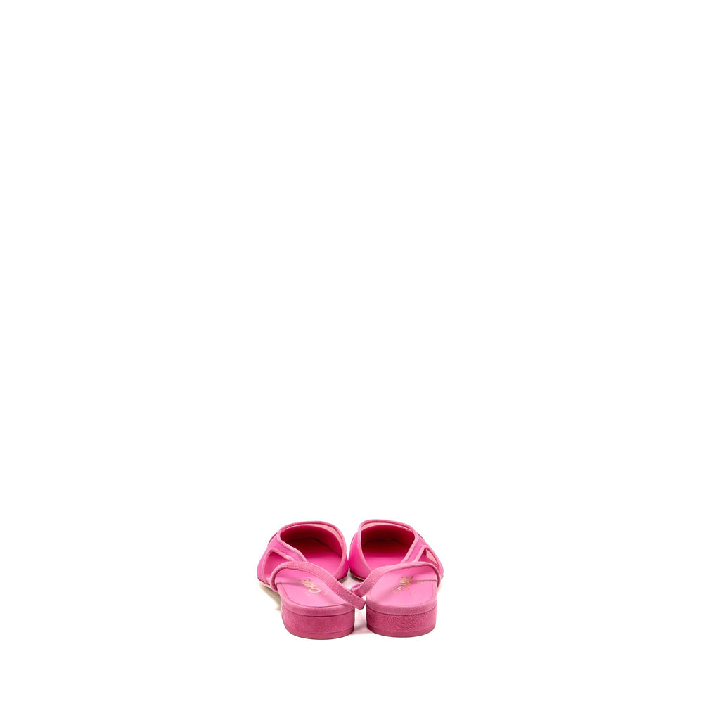 Chanel Size 37.5 Slingback Flats Suede/Mesh Pink
