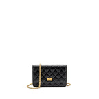 Chanel 2.55 Wallet On Chain Aged Calfskin Black Brushed GHW (microchip)