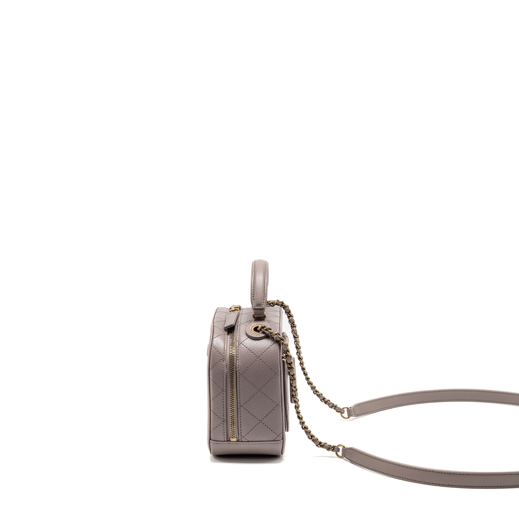 Chanel Coco Curve Vanity Bag with Top Handle Calfskin Grey GHW