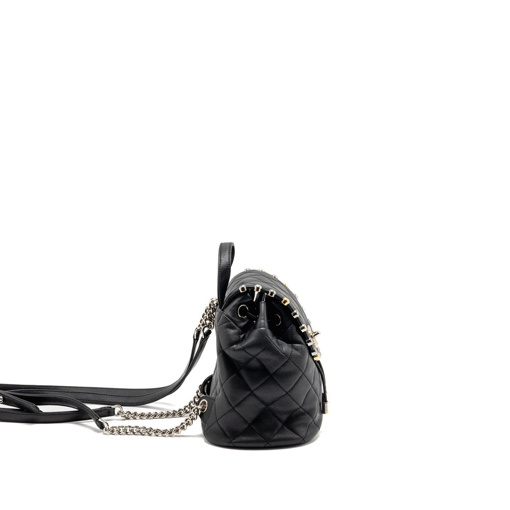 Chanel Quilted Metallic Bubble Backpack Lambskin Black Multicolour Hardware