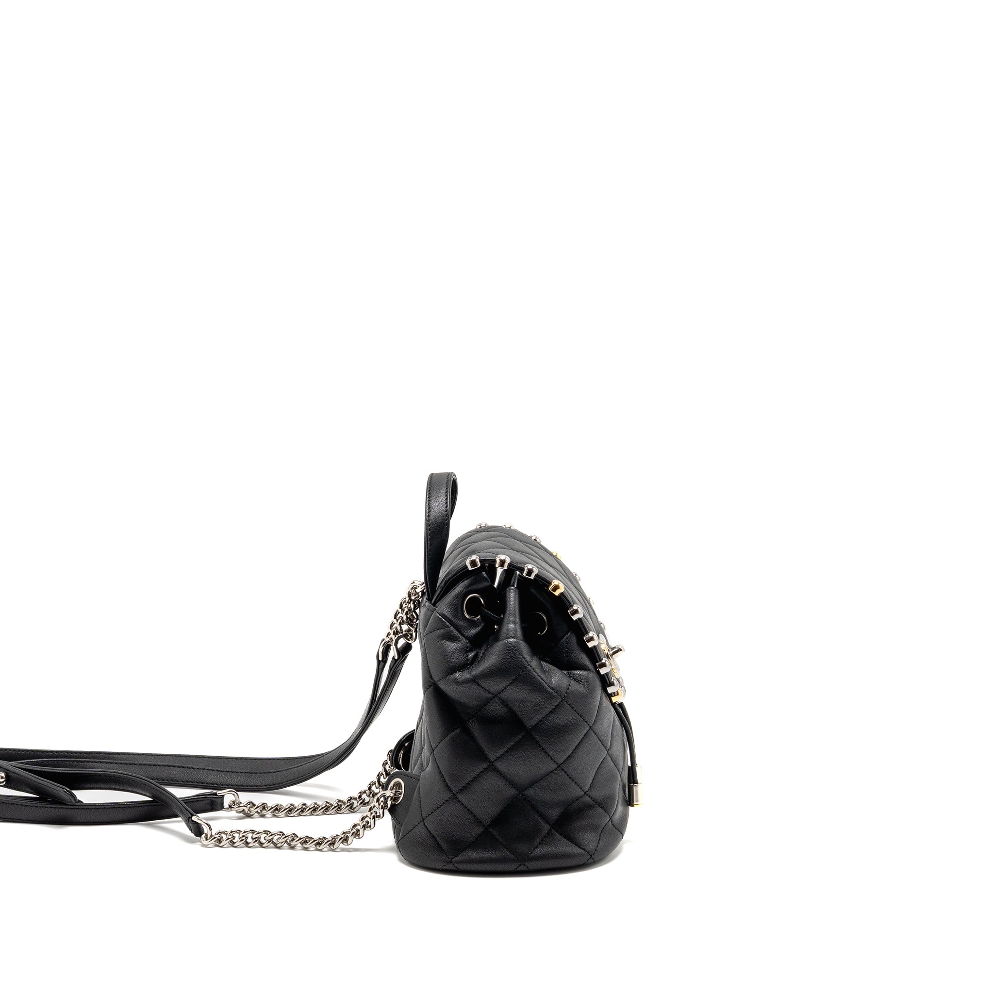 Chanel Quilted Metallic Bubble Backpack Lambskin Black Multicolour Hardware