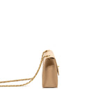 Chanel Vintage Trapezoid Shoulder Bag Quilted Lambskin Beige GHW