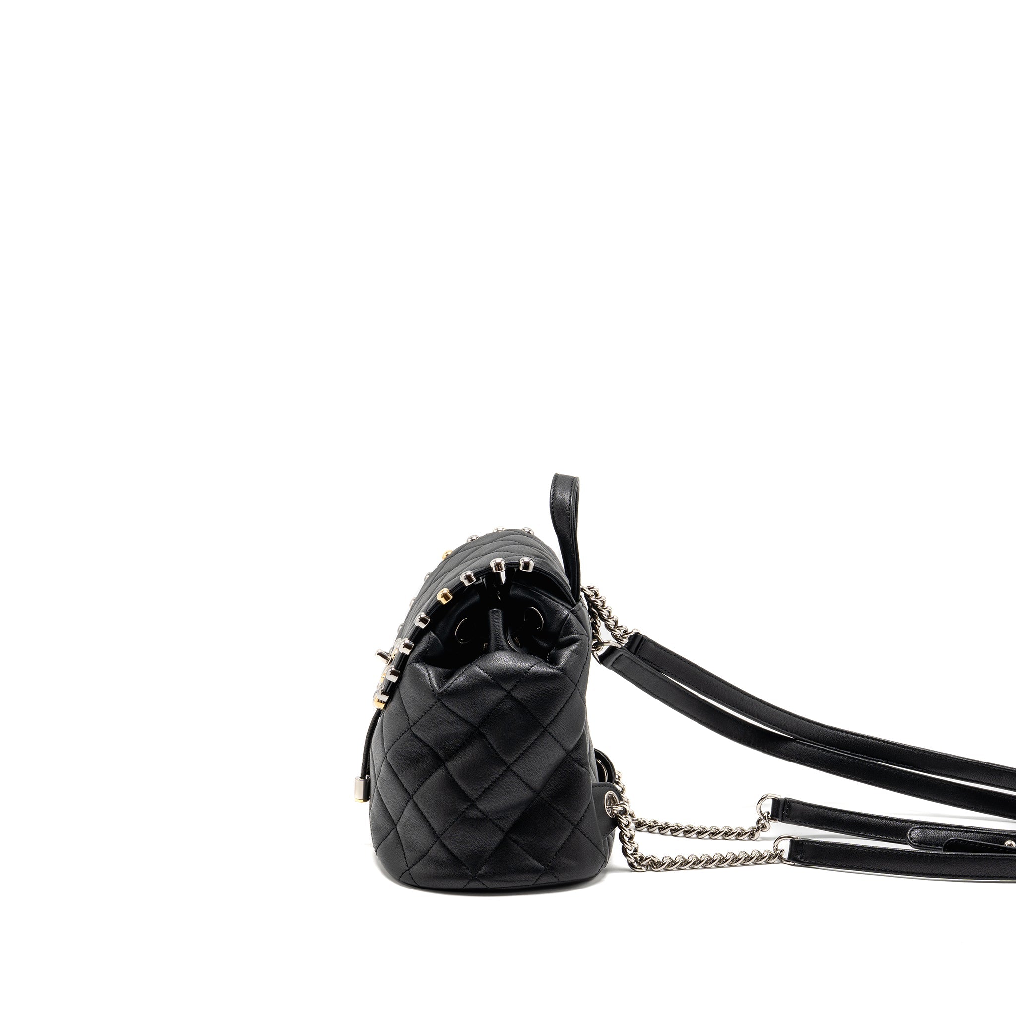 Chanel Quilted Metallic Bubble Backpack Lambskin Black Multicolour Hardware