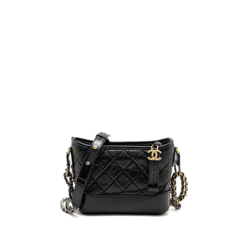 Chanel Small Gabrielle Hobo Bag Aged Calfskin Black Multicoloured Hardware