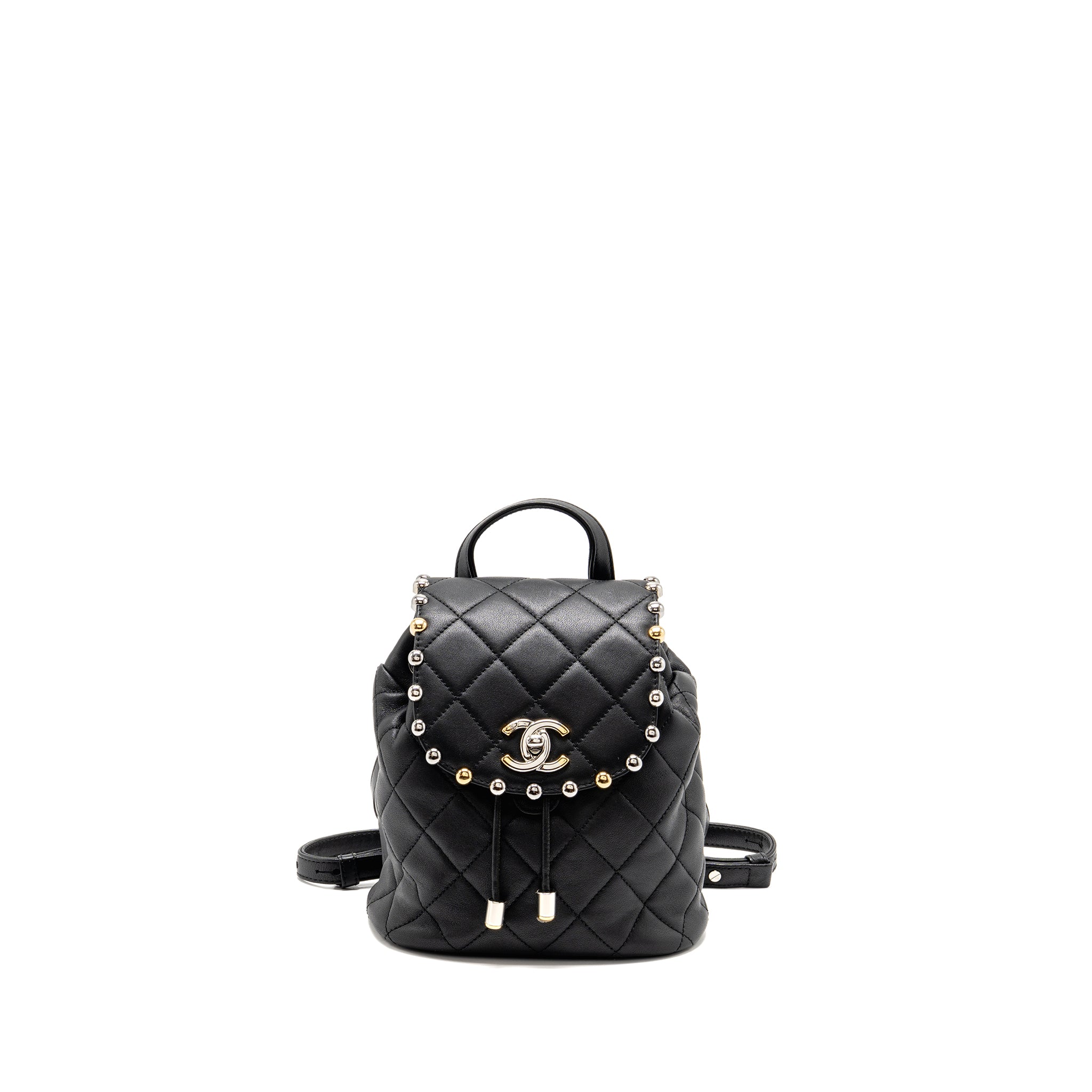 Chanel Quilted Metallic Bubble Backpack Lambskin Black Multicolour Hardware