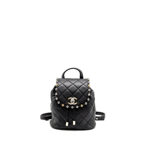 Chanel Quilted Metallic Bubble Backpack Lambskin Black Multicolour Hardware