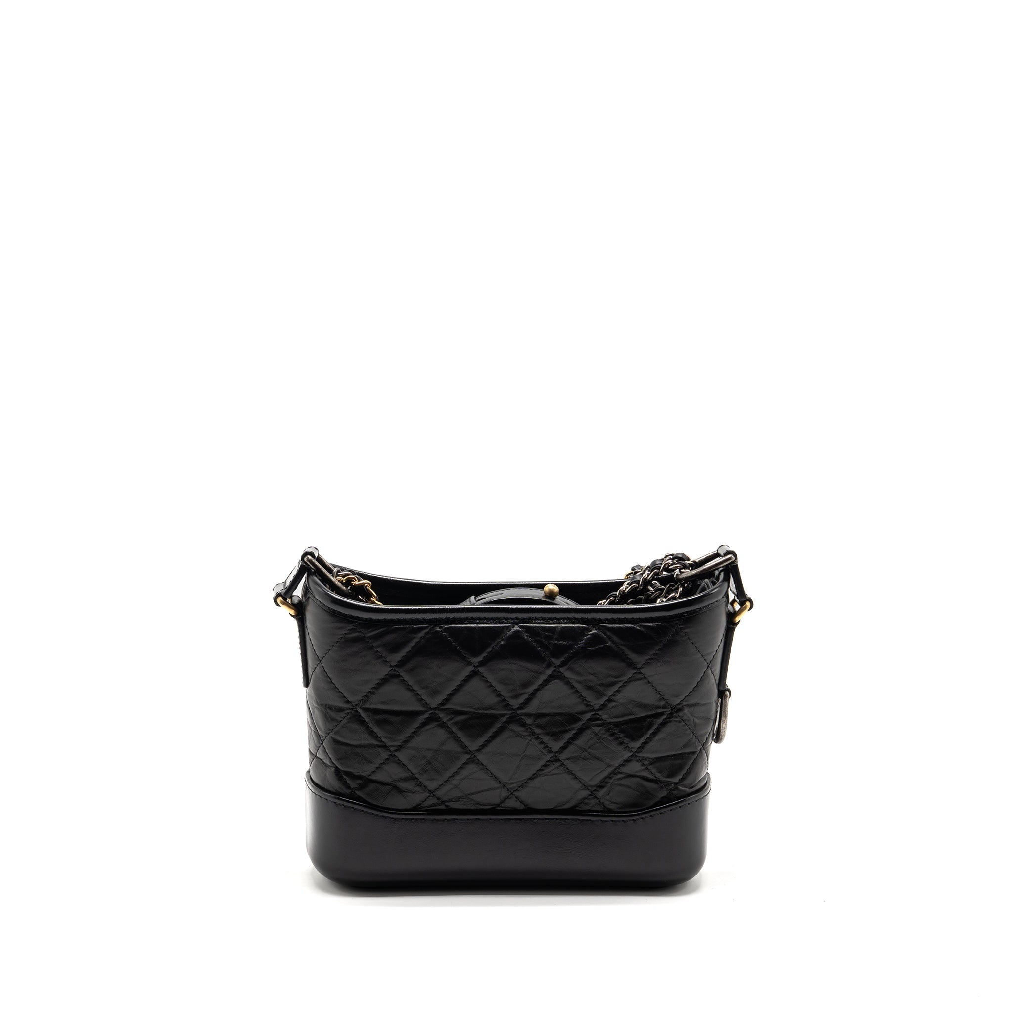 Chanel Small Gabrielle Hobo Bag Aged Calfskin Black Multicoloured Hardware