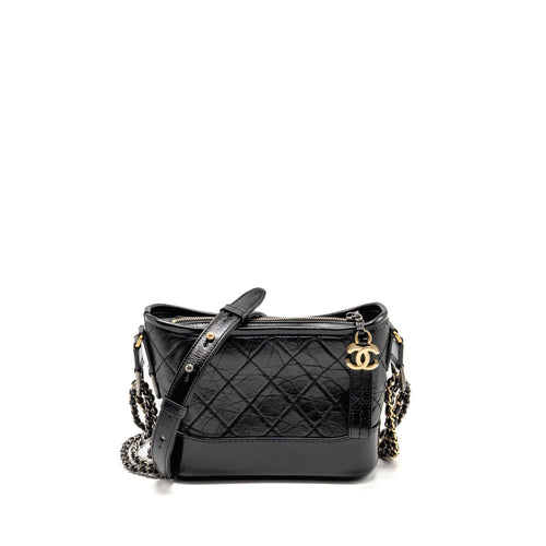 Chanel Small Gabrielle Hobo Bag calfskin Black Multicolor hardware
