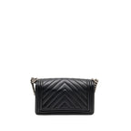 Chanel Medium Boy Bag Chevron Caviar Black Ruthenium Silver Hardware