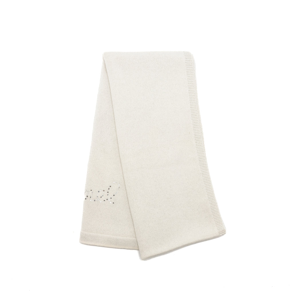Chanel Letter Muffler/Scarf Cashmere/Polyamide silver/white