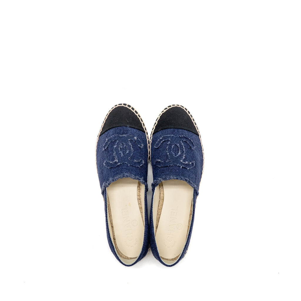 Chanel Size 36 Espadrilles Linen Blue/Black