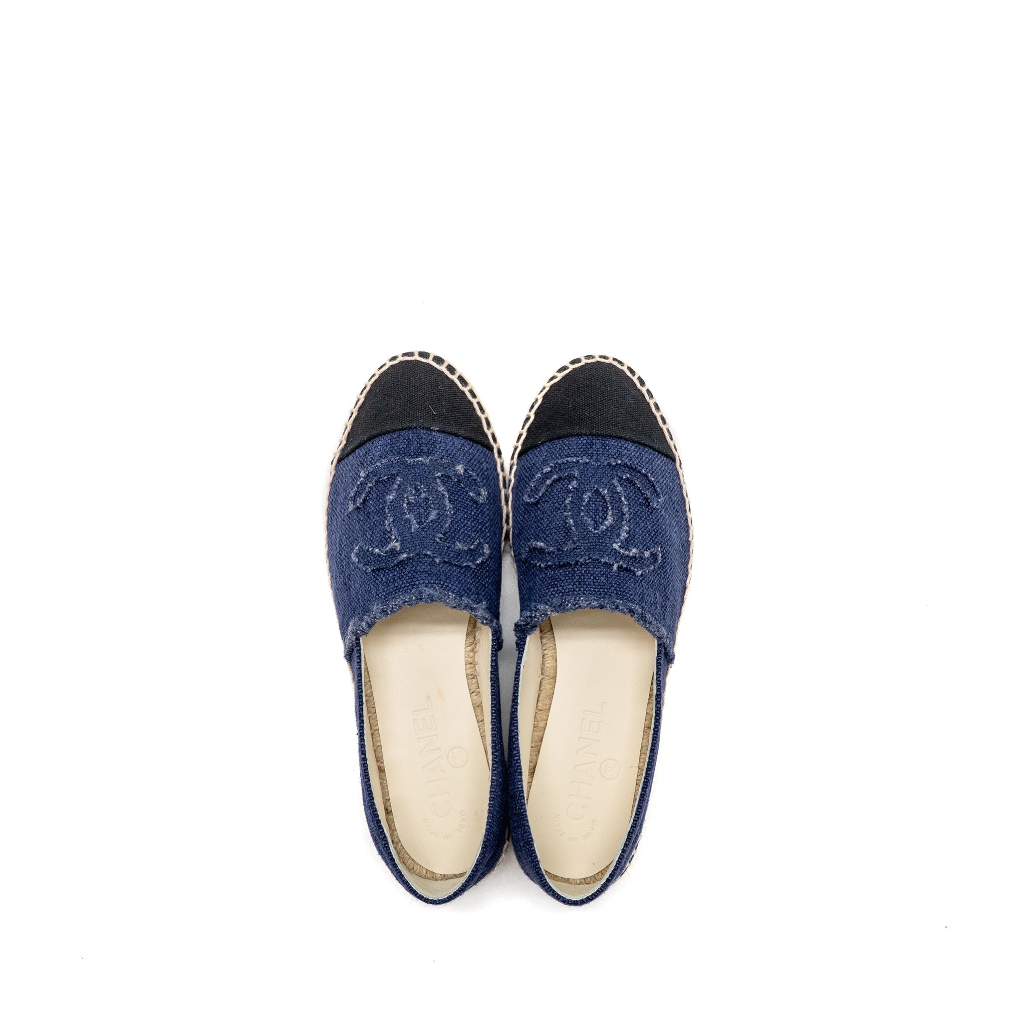 Chanel Size 36 Espadrilles Linen Blue/Black