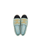 Chanel Size 36 23S Espadrilles Tweed/Grosgrain Light Blue/Green/Black