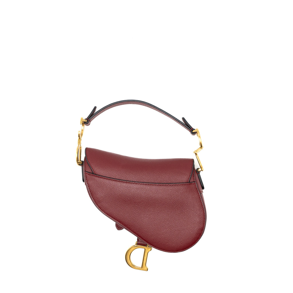 Dior Mini Saddle Bag Grained Calfskin Red GHW