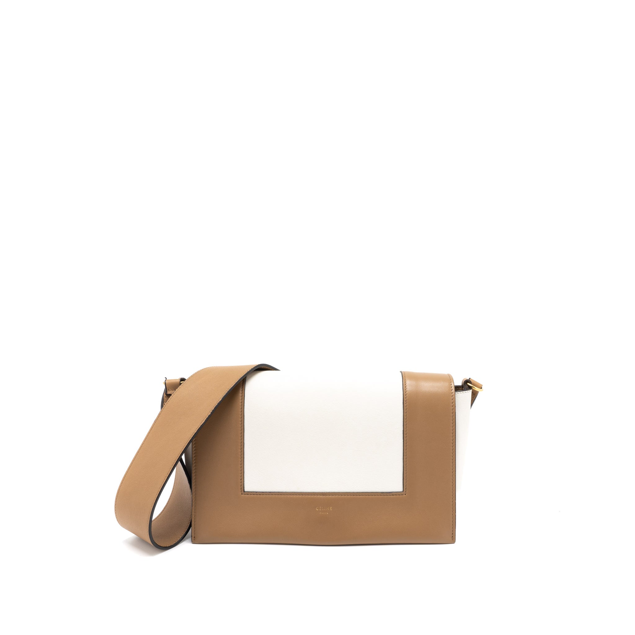 Celine Frame Bag Calfskin Cream/Brown Brushed