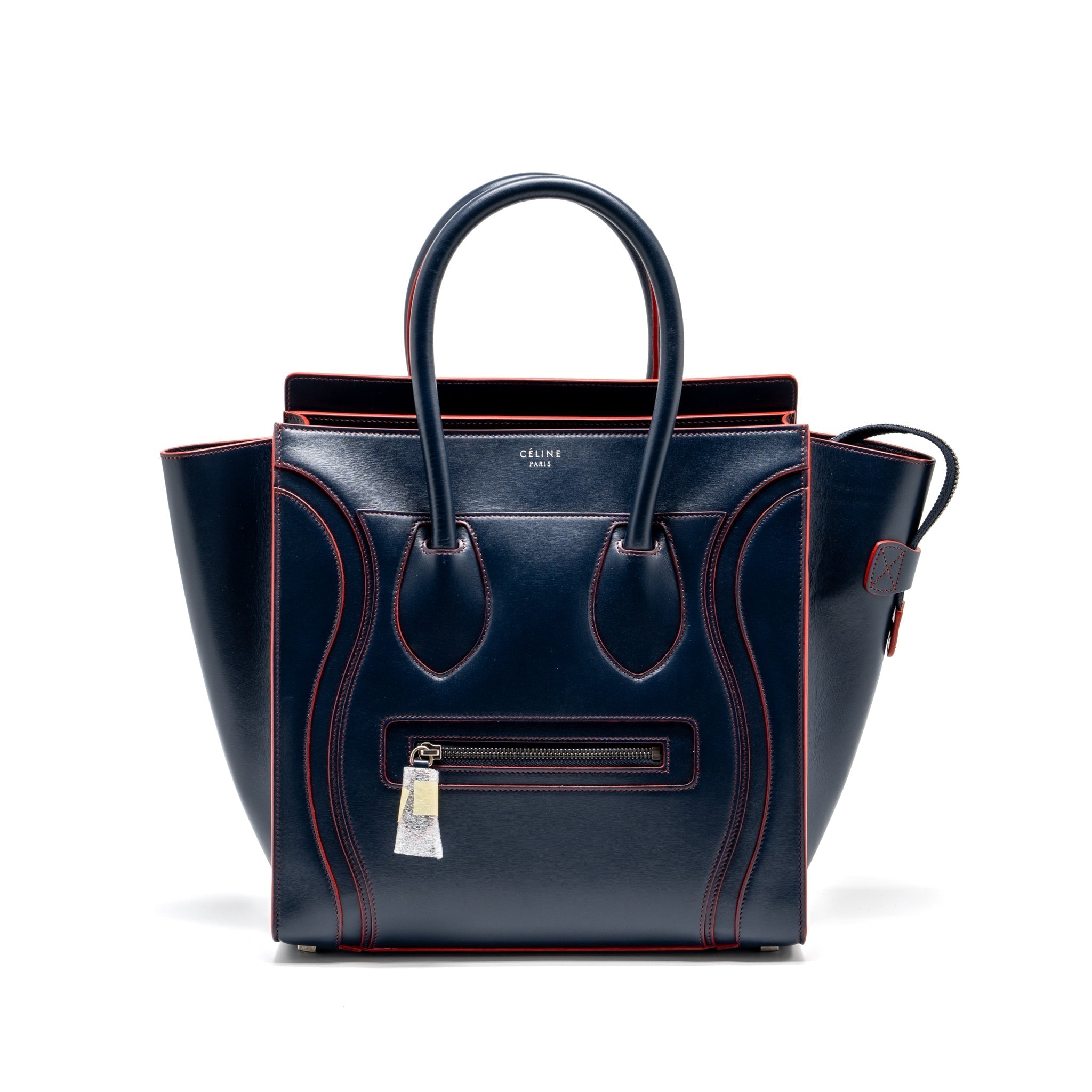 Celine Luggage Tote Bag Calfskin Blue/Red