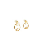 Dior pearl and CD round drop earrings gold tone