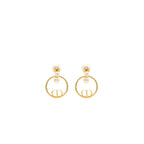 Dior pearl and CD round drop earrings gold tone