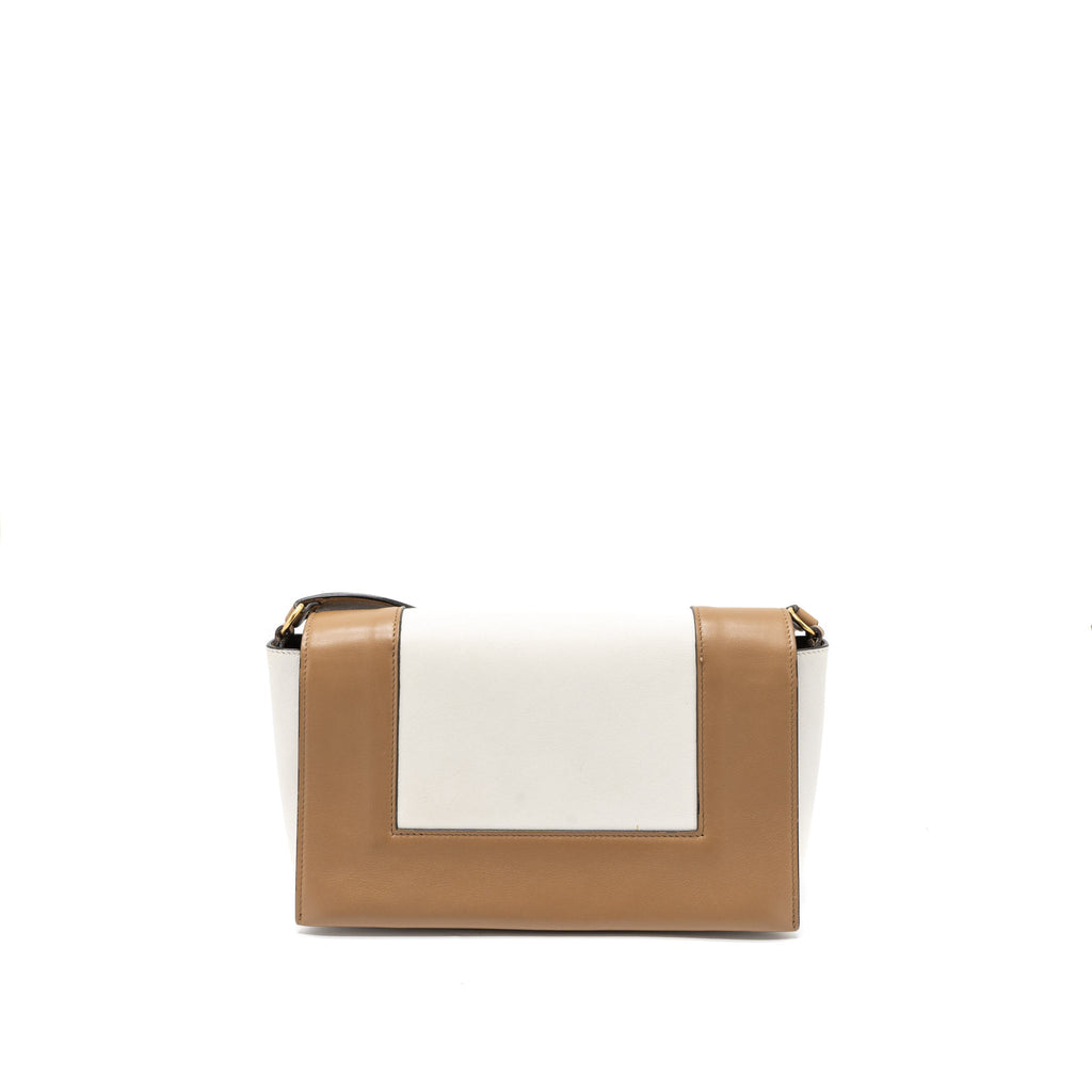 Celine Frame Bag Calfskin Cream/Brown Brushed