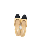 Chanel Size 37.5 Sling Back Beige/Black