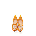 Fendi Size 37.5 Slingback with heel embroidery/leather Orange