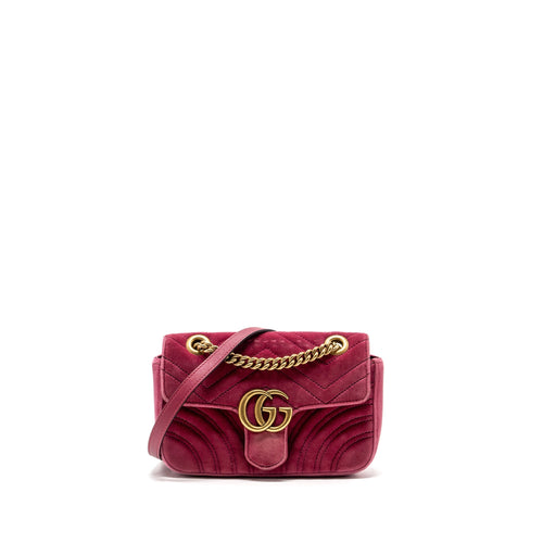 Gucci Small GG Marmont Shoulder Bag Velvet Pink GHW