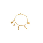 Celine Padlock Charm/Key Bracelet Gold Tone