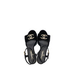 Chanel Size 36 24K Crystal CC Logo Sandals Velvet Black LGHW