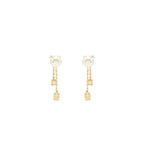 Dior Crystal Dropped Pearl Earrings Gold Tone