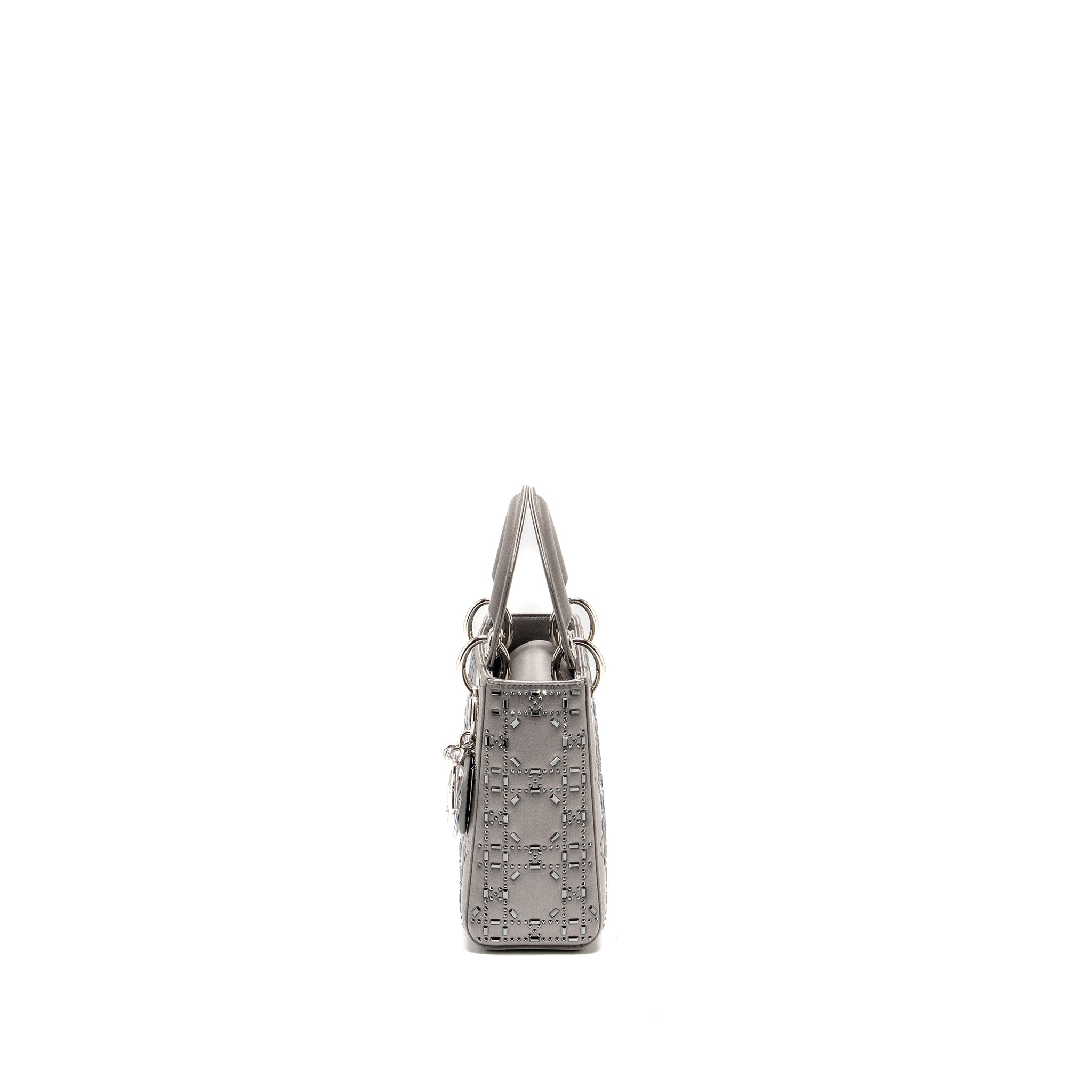 DIOR Mini Lady Dior Stain Crystal Grey SHW