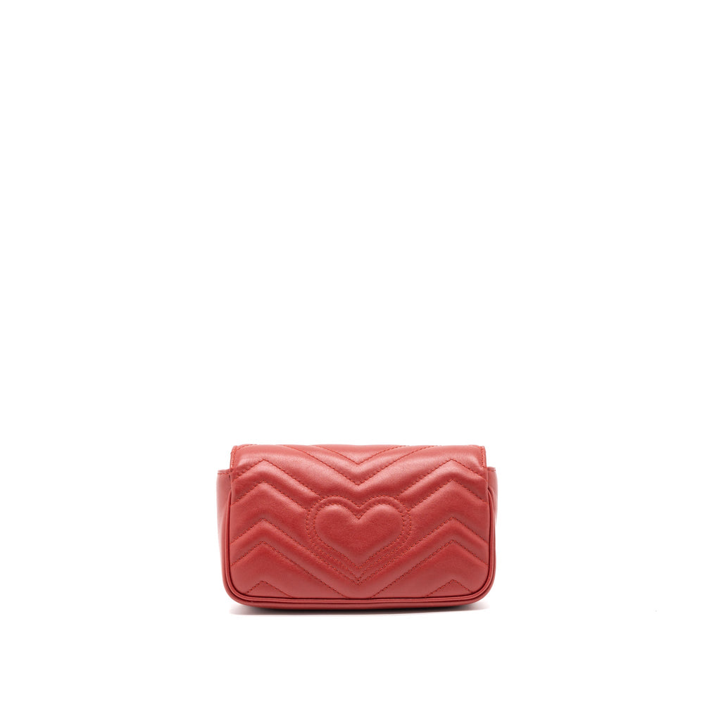 Gucci GG Marmont Super Mini Bag Matelassé Calfskin Red Brushed GHW