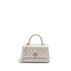 Chanel Small Coco Handle Caviar Iridescent Light Blue Multicolour Hardware(microchip)