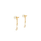 Dior Crystal Dropped Pearl Earrings Gold Tone