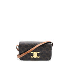 Celine Triomphe Shoulder Bag Calfskin/Triomphe Canvas Brown/Multicolour